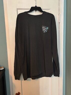 Kona Hawaii Long Sleeve Tee - Charcoal with Teal Logo